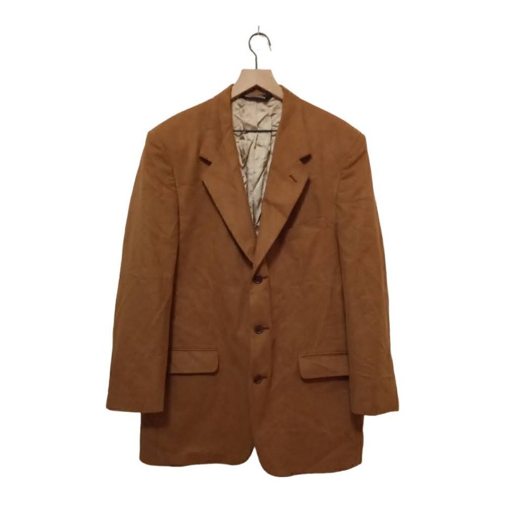 John Alexander Tan Single Breasted Micro Suede Blazer Sz 42L